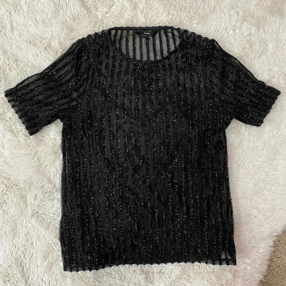 Dry Goods sparkly black top with black cami attached underneath size extra small